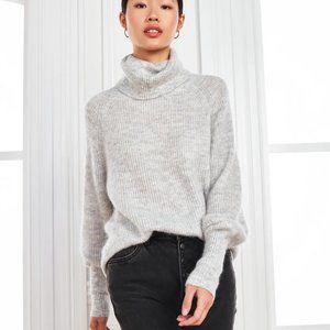 Quince Baby Alpaca-Wool Turtleneck in Light Grey